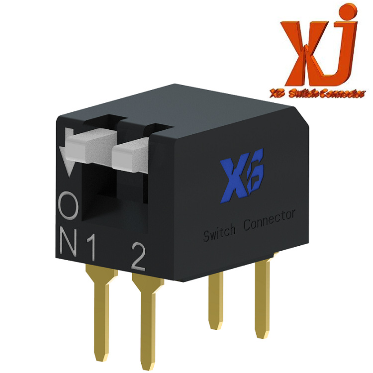 插件卧式拨码开关2位间距2.54  侧插2档拨动开关 拨码2位开关2.54