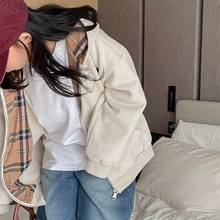 儿童加绒连帽卫衣外套2025秋冬款女童复古慵懒风格子休闲开衫上衣