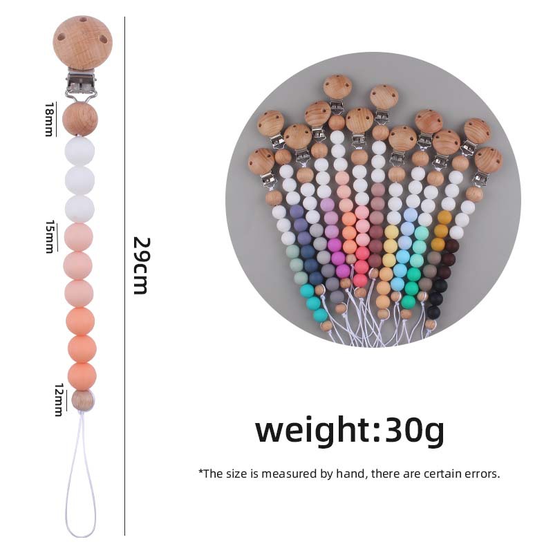 Nuevo bebé suministros de haya chupete clip creativo bebé DIY silicona color juego mordedura cadena anti-gota