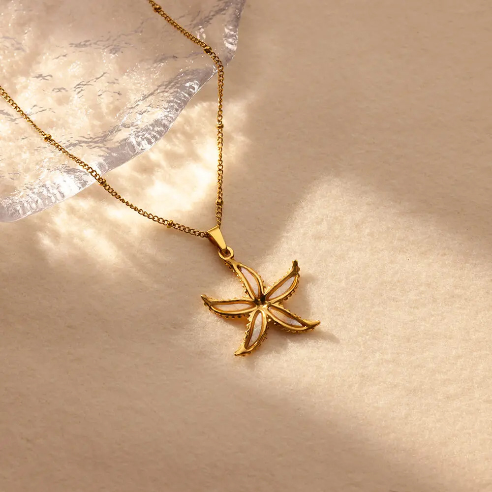 Pendant Necklace Classification PVD Coated Real Gold Plated Tortoise Starfish Conch 304 Stainless Steel Vintage Style Marine Style Waterproof Non Tarnish 304 Stainless Steel Lobster Trigger Clasp Closure Pendant Necklace