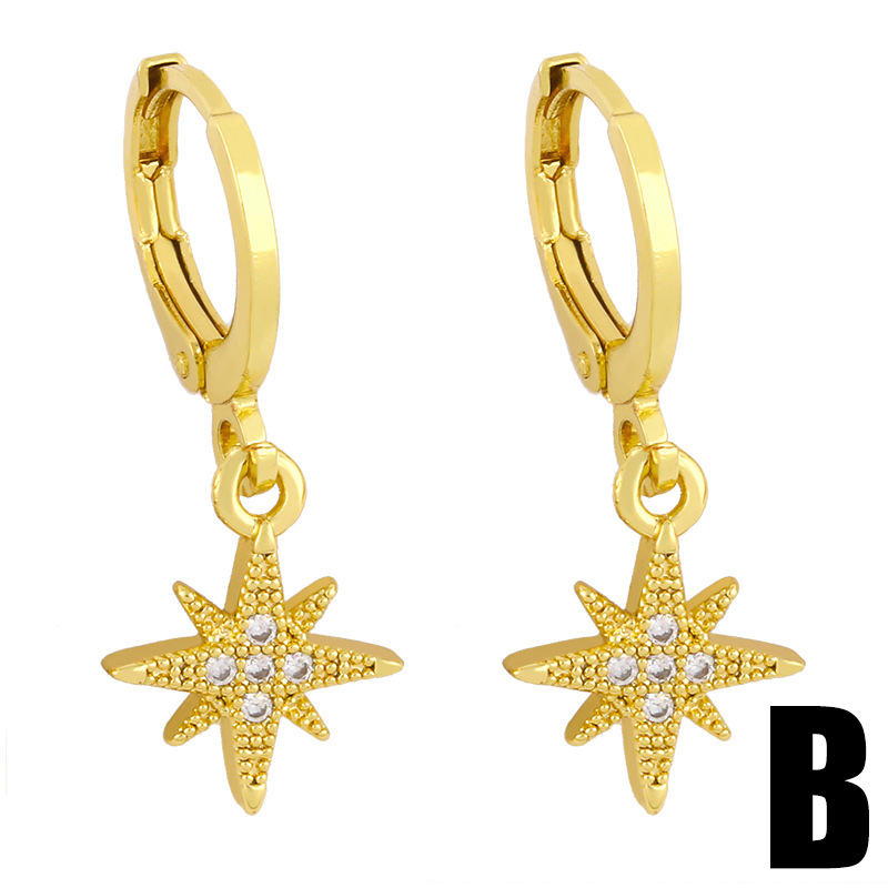 Micro-inlaid Six-pointed Star Earrings display picture 5