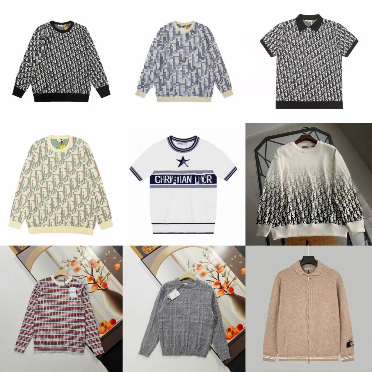 Cross-Border High-End Luxury Dijia Autumn and Winter Men's Casual Letter Jacquard Crew Neck Knit Pullover Sweater for Men and Women