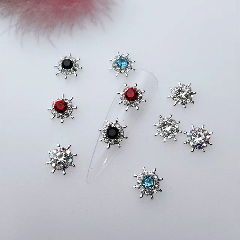 Wholesale from the Source Manufacturer: Ship Wheel Nail Art Decorations, Navy Style Rhinestone Shirt Collar Pin, Fake Nail Decoration Accessories