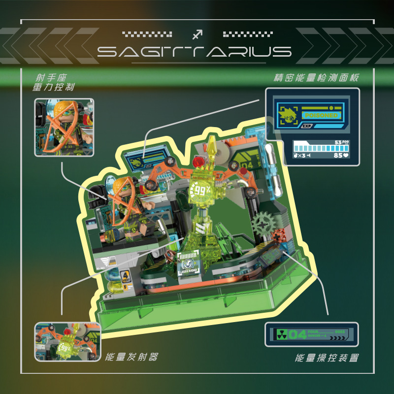 IBLOCK 12 별자리 외계인 월드 스타 박스 사이버 갤럭시 에너지 시티 궁수 자리 빌딩 블록 별자리 조수 놀이 상자