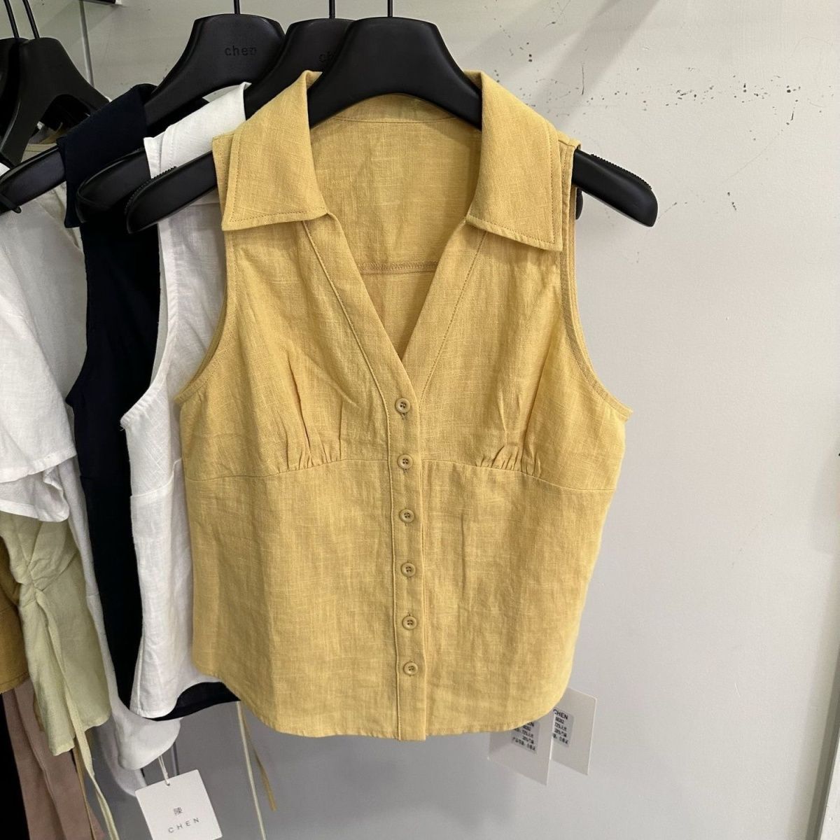 Recommended for Self-Retention ~ Korean Style Polo Collar Sleeveless Vest for Women Summer New Style Simple Versatile Short Top White