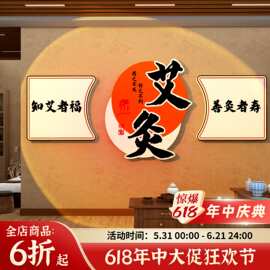 中医艾灸馆文化墙面养生形象背景装饰品美容院氛围布置挂画广告图