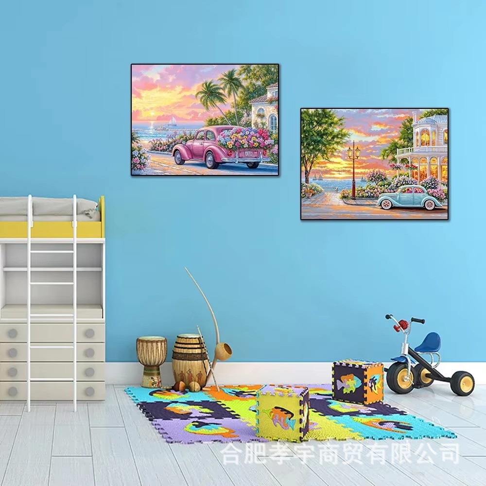 Diamante 5D dibujo de paisaje lleno de diamante cómic cabina bordado de diamantes diy redondo bordado de diamantes dibujo de diamantes a mano decoración para el hogar