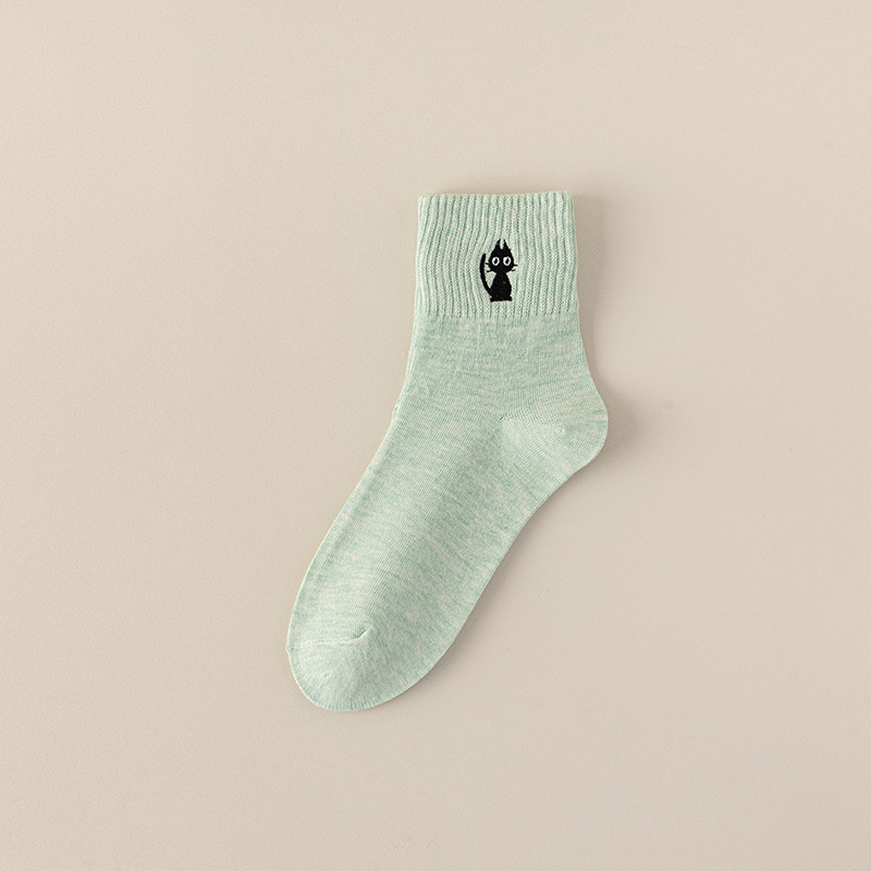 Medias calcetines de moda de primavera y verano, calcetines de algodón transpirables, antiolor y sudor, damas, calcetines de bordado casuales, calcetines de mujer