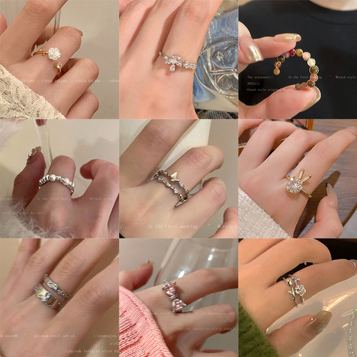 Retro niche design high-end open-mouthed ring for women, Ins trendy cool minimalist ring with elegant temperament, simple and stylish ending ring