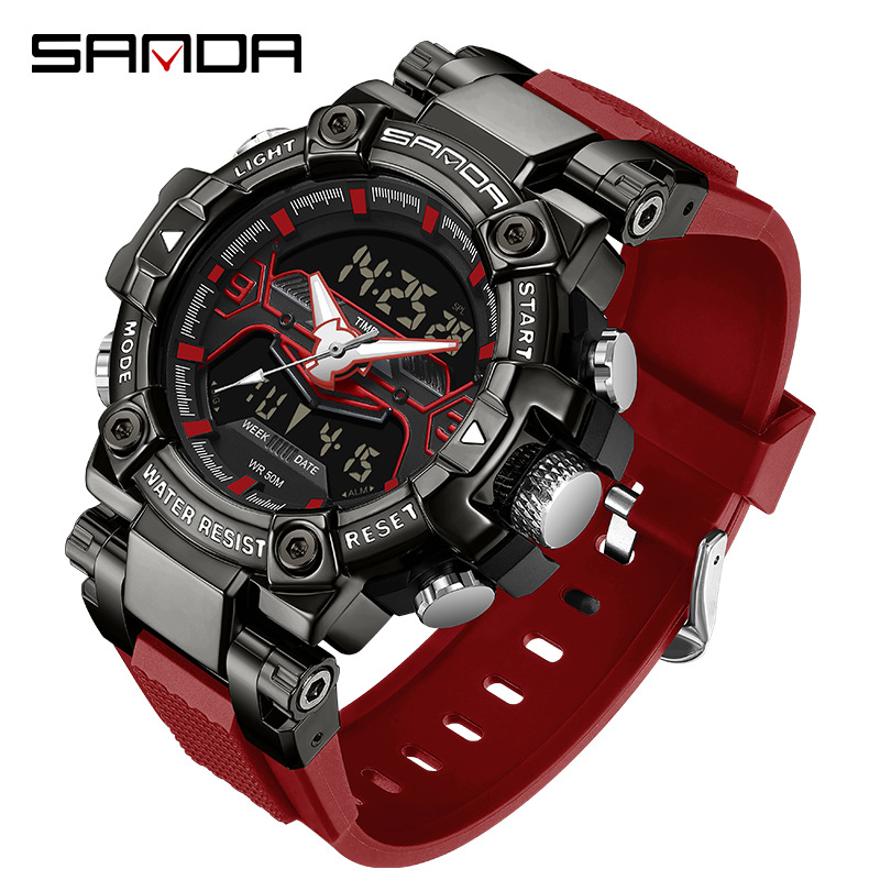 Sanda new cross-border best selling electronic watches fashion luminous waterproof shockproof alarm clock men's watches manufacturers wholesale