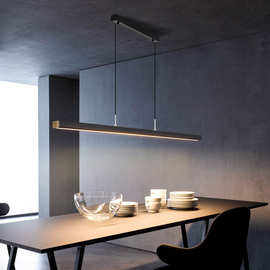一字餐厅吊灯现代简约长条形餐桌灯极简2022新款厨房吧台灯茶室灯