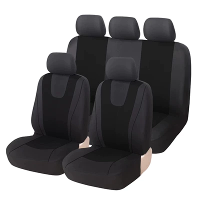 Universal Car Seat Covers, Full Elastic Polyester Fabric, Four-Season Seat Cushion Covers, Cross-Border Foreign Trade 9-Piece Set, Red, Black, Blue, Brown (Universal seat cover) - full-set-black-1