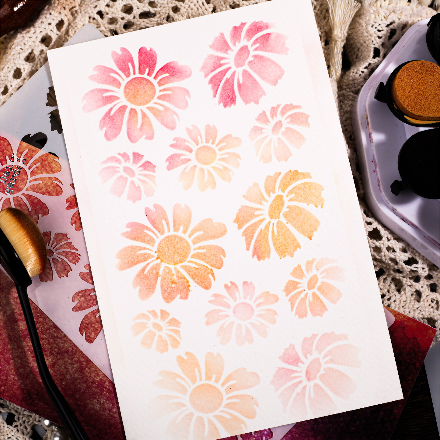 Retro Story tela de mano impresión serie tela de mano diy paisaje decoración paisaje placa de material hueco