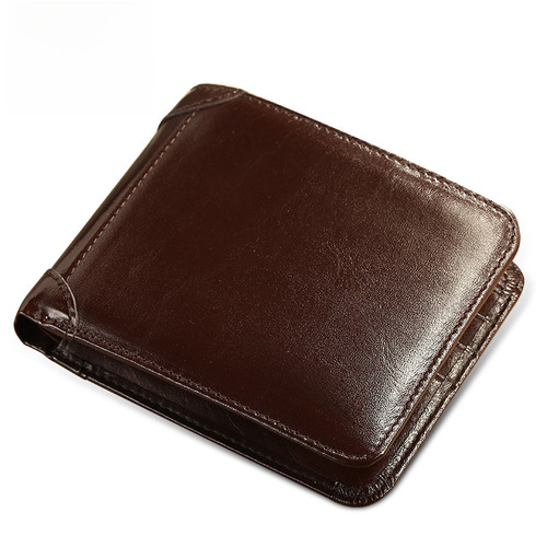 Cross-border dropshipping Manbang Men's Wallet Horizontal Top-Grade Calfskin Card Holder Classic Short Fold RIFD Anti-Scramble