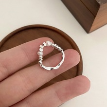 不规则碎银子珍珠戒指女2023新款食指戒ins风小众设计高级感时尚