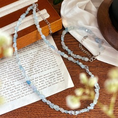 天然海藍寶石手鍊項鍊鎖骨鏈頸鏈套裝