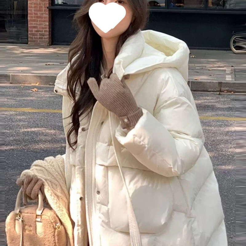 韩版羽绒服2025新款冬季中长款鸭绒加厚宽松高级外套爆款淡人穿搭