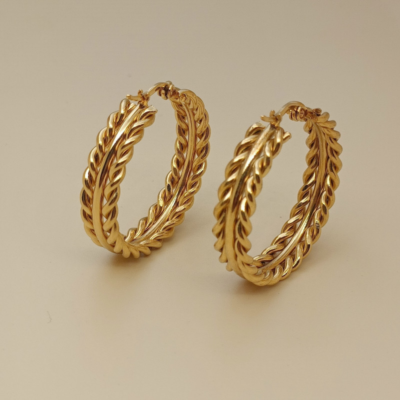 Geometric, Solid Color Pattern 1 Pair Vintage Style Geometric Solid Color Plating Stainless Steel 18k Gold Plated Hoop Earrings