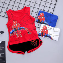 童装男童背心套装2023新款儿童夏季卡通蜘蛛宝宝无袖短裤两件套