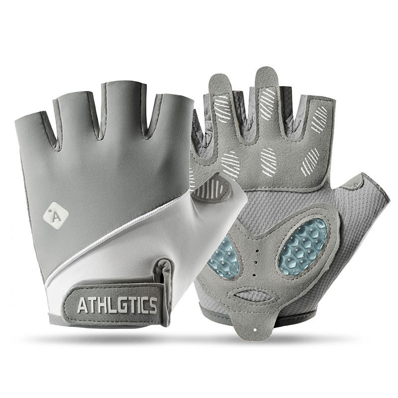 Guantes de gimnasio para hombres y mujeres para montar al aire libre respirado hielo antideslizante desgaste líquido de silicona guante de medio dedo deportivo