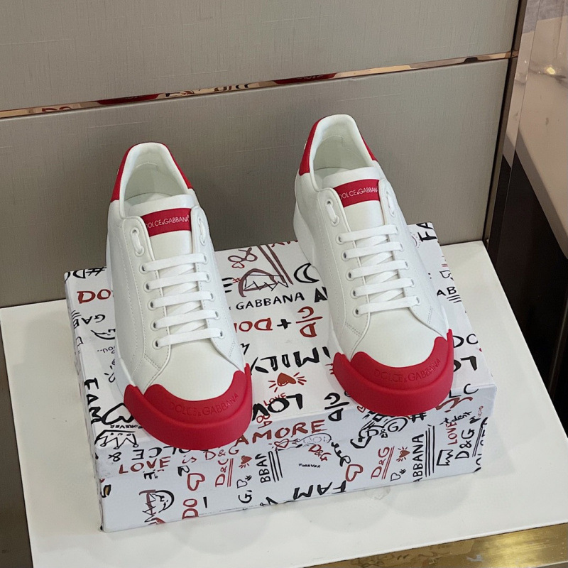 D Brand Men's Sports Trendy Shoes White Red Sole Casual Shoes Genuine Leather Foreign Trade Supply Manufacturer Direct Sales Versatile Fashion