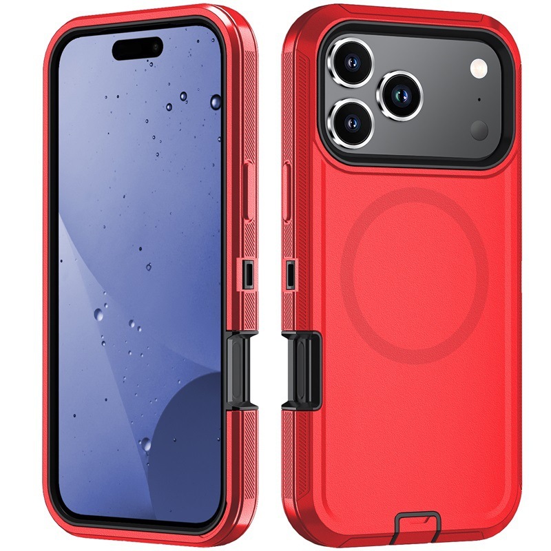 Apple 携帯電話ケース iphone17 Pro スリーインワン磁気携帯電話ケース、バッククリップホルダー付き、クロスボーダーモデルに適しています。|undefined