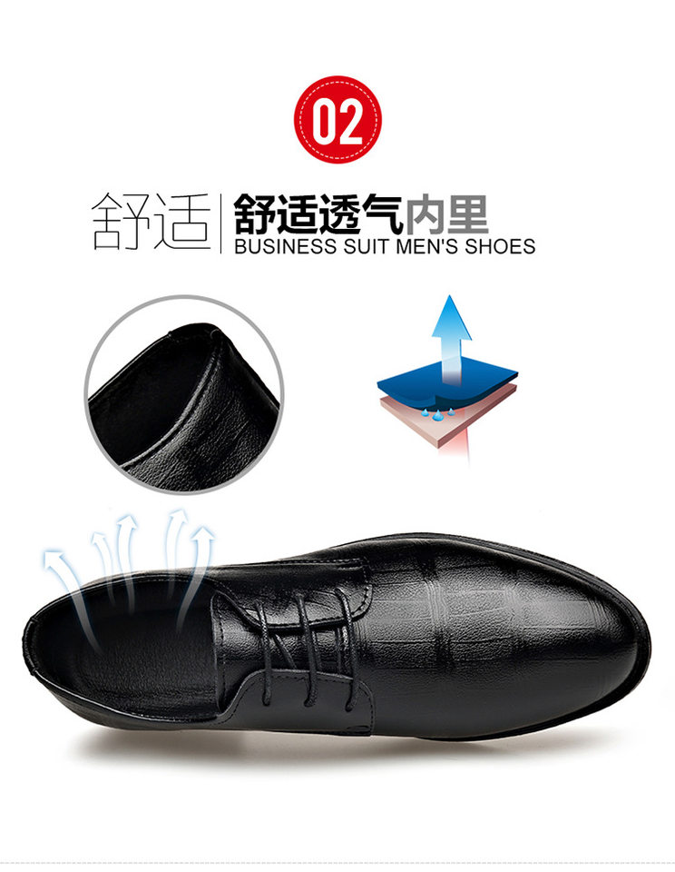 Giày da nam công sở mũi nhọn thắt dây, gót thấp 1–3 cm, đế cao su chống trượt — 2Z103 Đen chi tiết 9