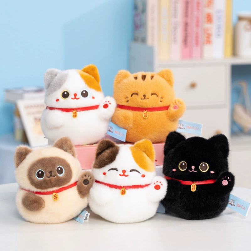 Мягкая игрушка-кошка с деревянной рыбкой антистресс