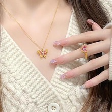 新中式复古古法金色蝴蝶吊坠项链女小众设计精致轻奢高级感戒指