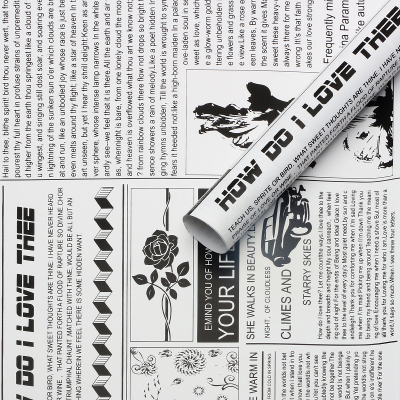 Huaxi serie de nuevos tiempos de papel de embalaje de flores retrógrado impermeable periódico inglés ramo de flores regalo florista material de embalaje de flores