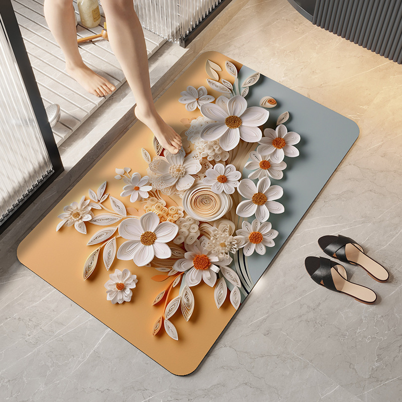 Cross-Border Dropshipping 3D Visual Diatomaceous Earth Bathroom Toilet Water Absorption Quick-Dry Foot Entrance Easy_voghion.com