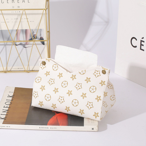 Gunus Nordic leather tissue box old flower tissue box living room household tissue tube car desktop paper tissue box