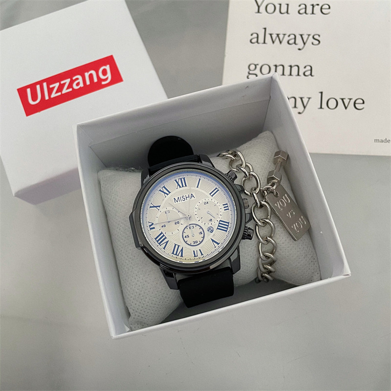 Black belt and white face watch (single watch)