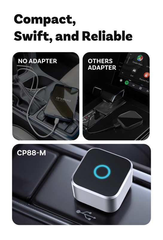 Cross-Border New Product Metal Mirror Carplay Adapter Carplayandroip Auto Two-In-One Adapter