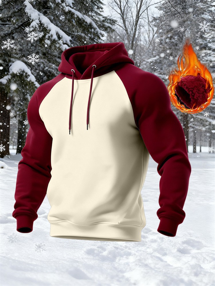 Herren Hoodie Mit Fleecefutter Und Farbblock Design Winter_voghion.com