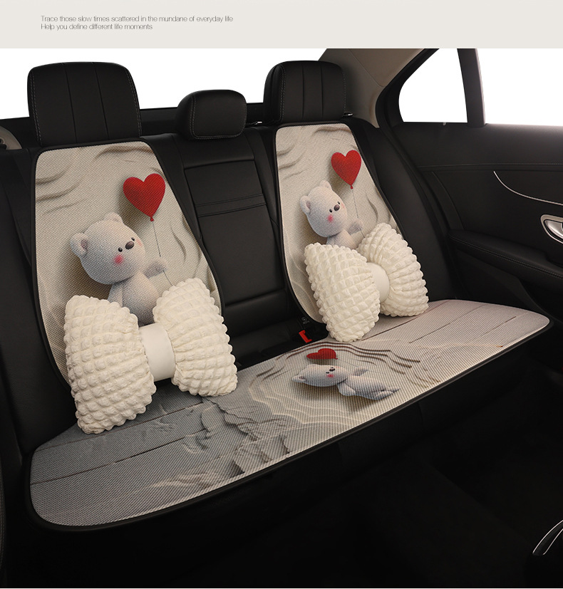 New Cartoon Car Seat Cushion, Cute Cushion, Universal Seat Cushion for Five Seats in All Seasons, Breathable and Stain-Resistant, Car Interior Decoration