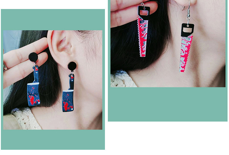 6g Weight Drop Earrings Classification 1 Pair Quantity Party, Festival Occasion Arylic Material 1 Pair Retro Halloween Pattern Blade Irregular Arylic Drop Earrings