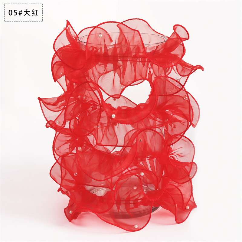 Fábrica de fiestas de flores al por mayor nuevos productos de color sólido perla envoltura flor flor flor florista hilo de malla de regalo hilo de decoración