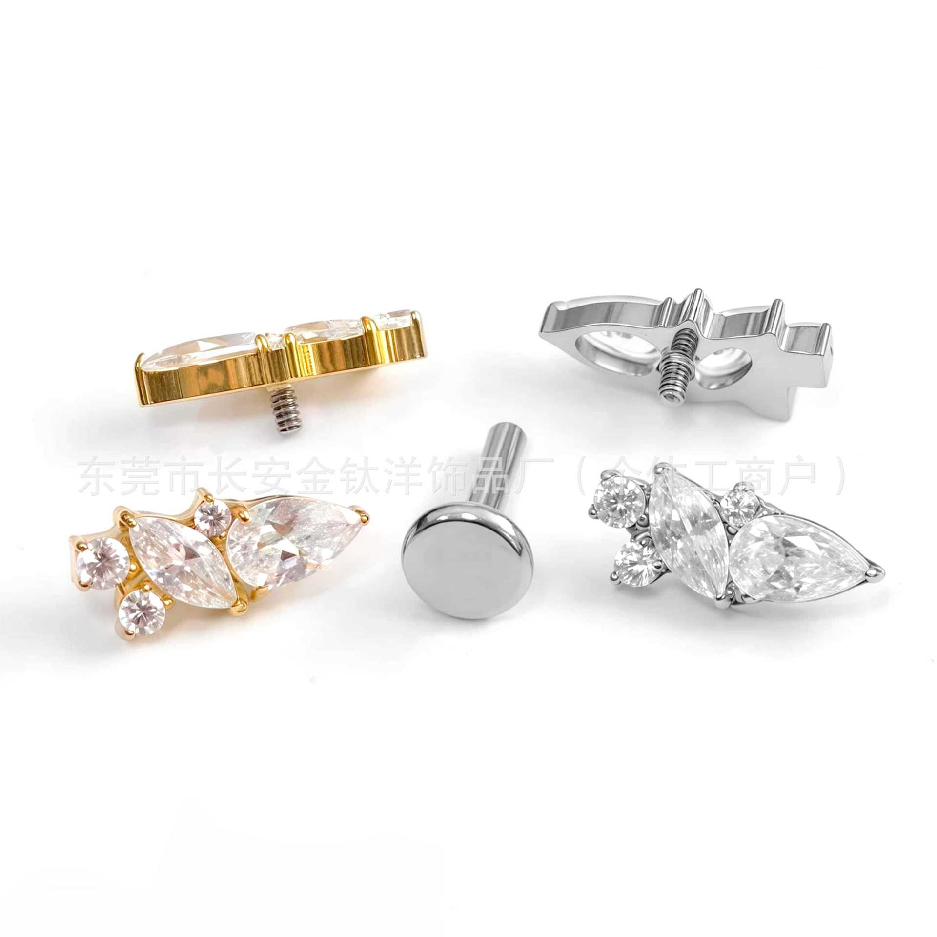 F136 Titanium Geometric Stud Earrings with 5A Zirconia - G23 Titanium Alloy Piercing Jewelry Ear Bone Studs detail image 9