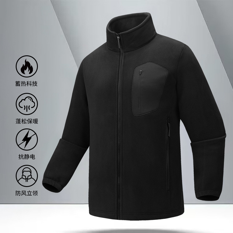 Cardigan transfronterizo de doble cara de terciopelo de collar vertical otoño y invierno suave caliente microbala dentro de bolsillo laminado chaqueta exterior