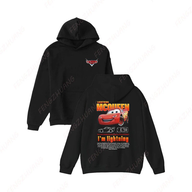 Interesting Cars Lightning Mcqueen Print Hooded Sweatshirts Fashion Autumn Winter Men's and Women's Casual Pullovers