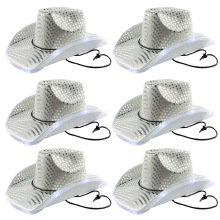 厂家批发亮片带LED灯装饰EVA定型帽广告装扮帽爵士西部牛仔帽子