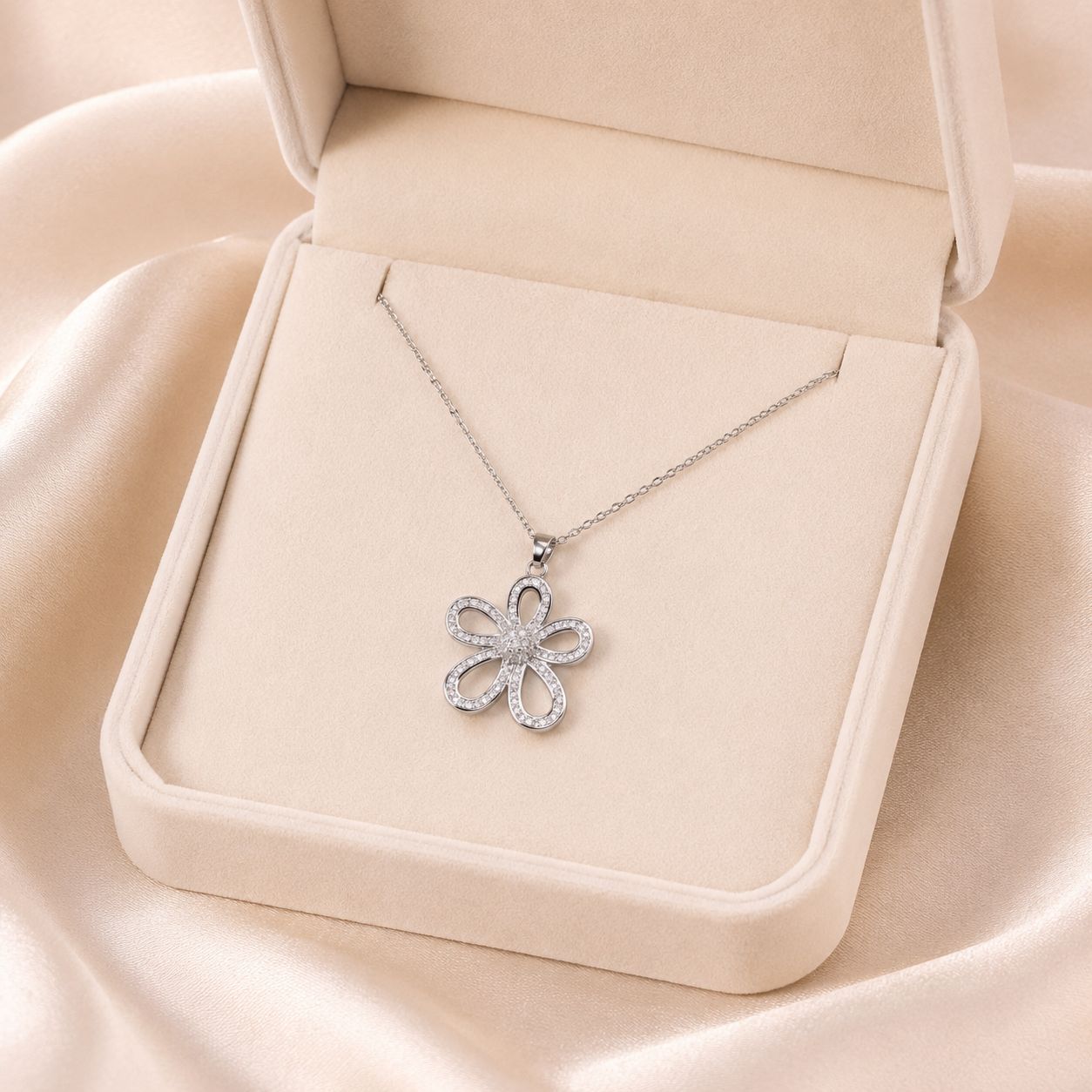 TikTok hit product: Exquisite synthetic zirconia titanium steel necklace for women, light luxury versatile copper collarbone chain, five-leaf clover choker