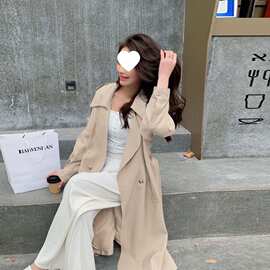 风衣外套女春秋2026新款韩版宽松休闲复古英伦风气质垂感过膝大衣