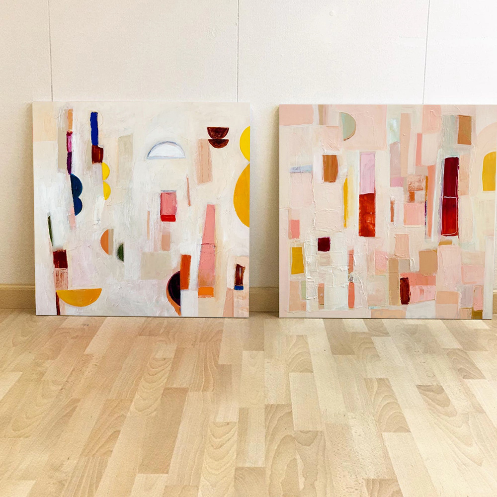 French Morandi abstract painting simple porch decorative painting living room wall mural bedroom bedside painting frameless painting