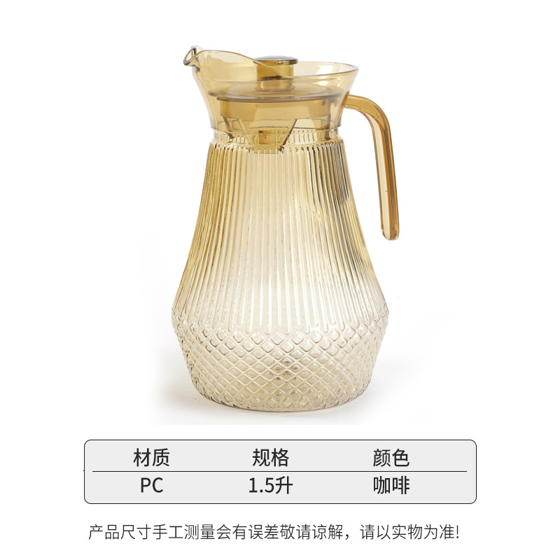 Jarra de agua fría de acrílico con boquilla integrada tipo pico de pato, jarra de PC, jarra de agua transparente para té, bebidas, jugos, con diseño de glaciar.