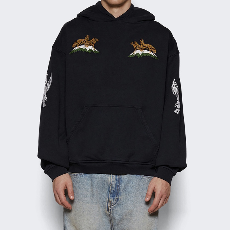 Cross-Border Rhude Snow Mountain Ski Club Embroidered Slogan Logo Hooded Loose Men's and Women's Couple Sweatshirt Hoodie Cross-Border Rhude Snow Mountain Ski Club Embroidered Slogan Logo Hooded Loose Men's and Women's Couple Sweatshirt Hoodie