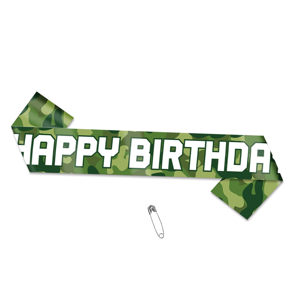 Nuevo tema militar cumpleaños decoración cumpleaños tire bandera camuflaje tire bandera espiral colgante pastel Tarjeta de inserción