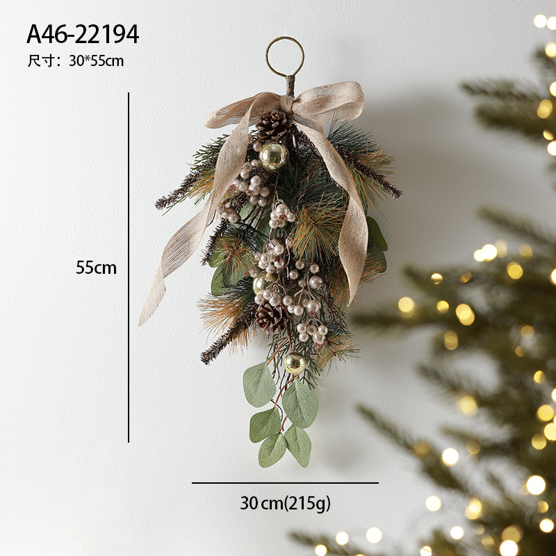 Decoraciones navideñas, accesorios de tiro, colgador de pared navideño, corona navideña nórdica, puerta, colgador de ratán, decoración de la escena de la ventana