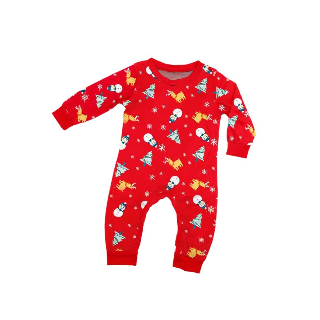 Christmas Snowman Snowflake Fawn Christmas family dress printed homestays pajamas_voghion.com